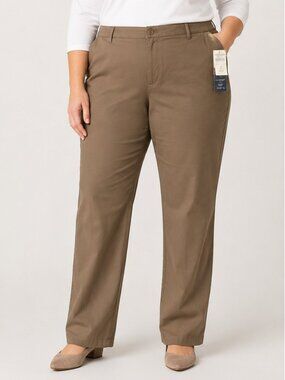 Coldwater Creek Women’s 20 Brown Stretch Twill Straight Leg Pants NWT Aspenwood